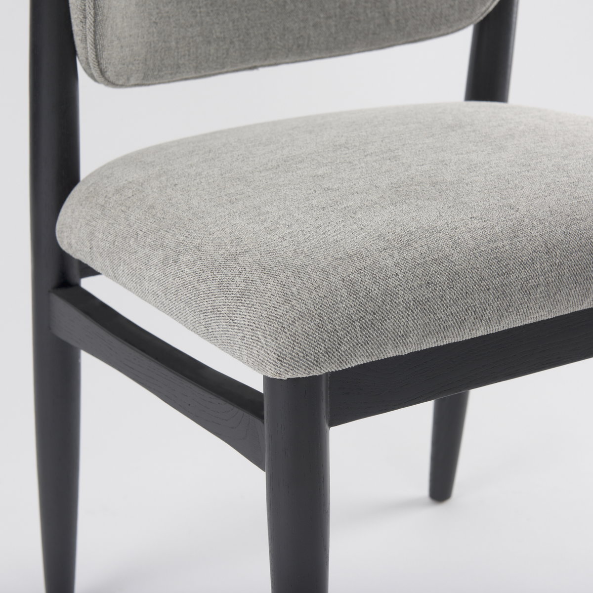 Cline Curved Back Dining Side Chair | Gray Fabric with Black Wood, Dining Chair by Mercana, 20.87" length x 23.03" width x 31.89" height View 15