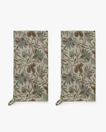Online Designer Kitchen Jennifer Block Print Tea Towels (Set of 2)