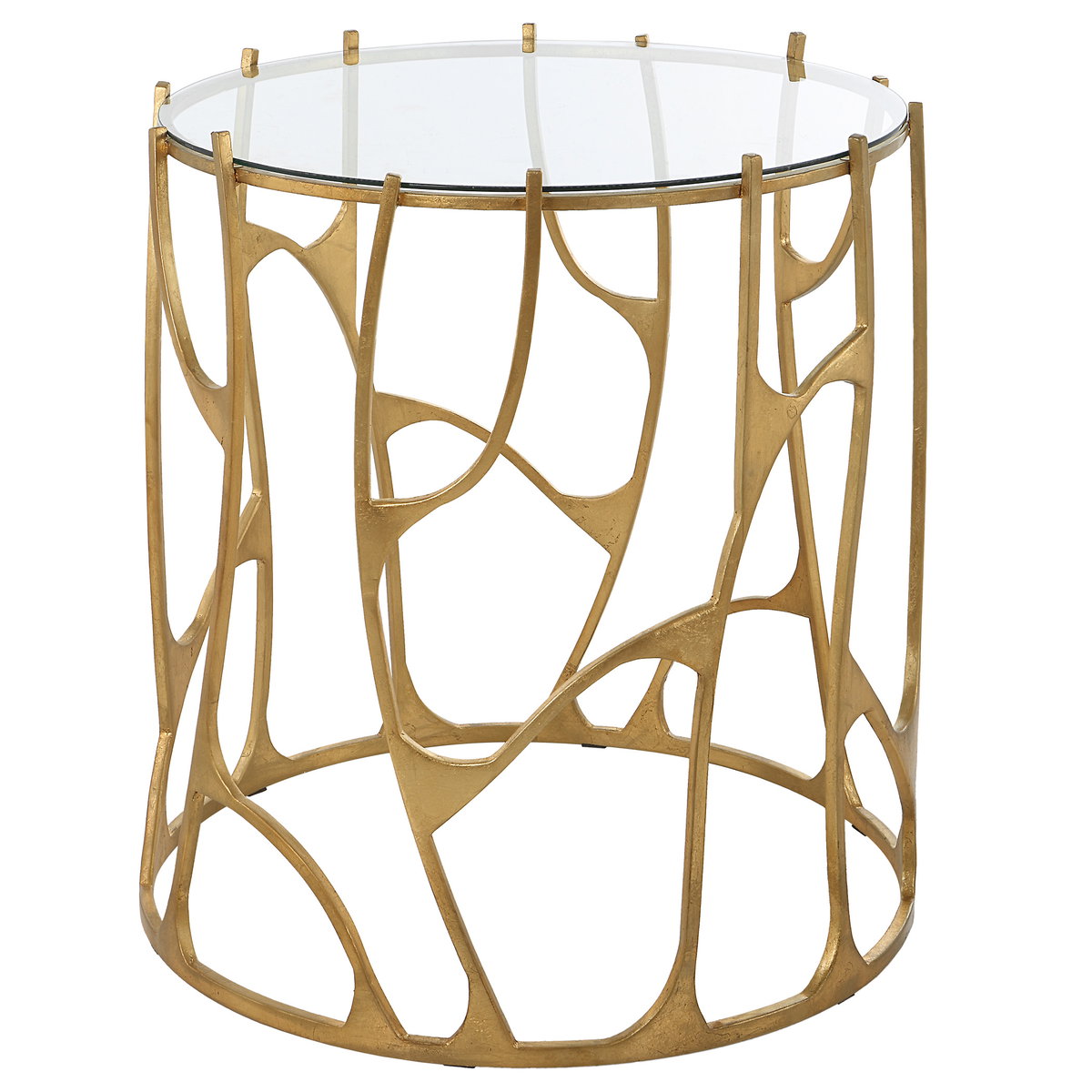 Ritual Round Gold Side Table, Side & End Table by Uttermost, 22.05" width x 25" height x 22.05" depth View 1