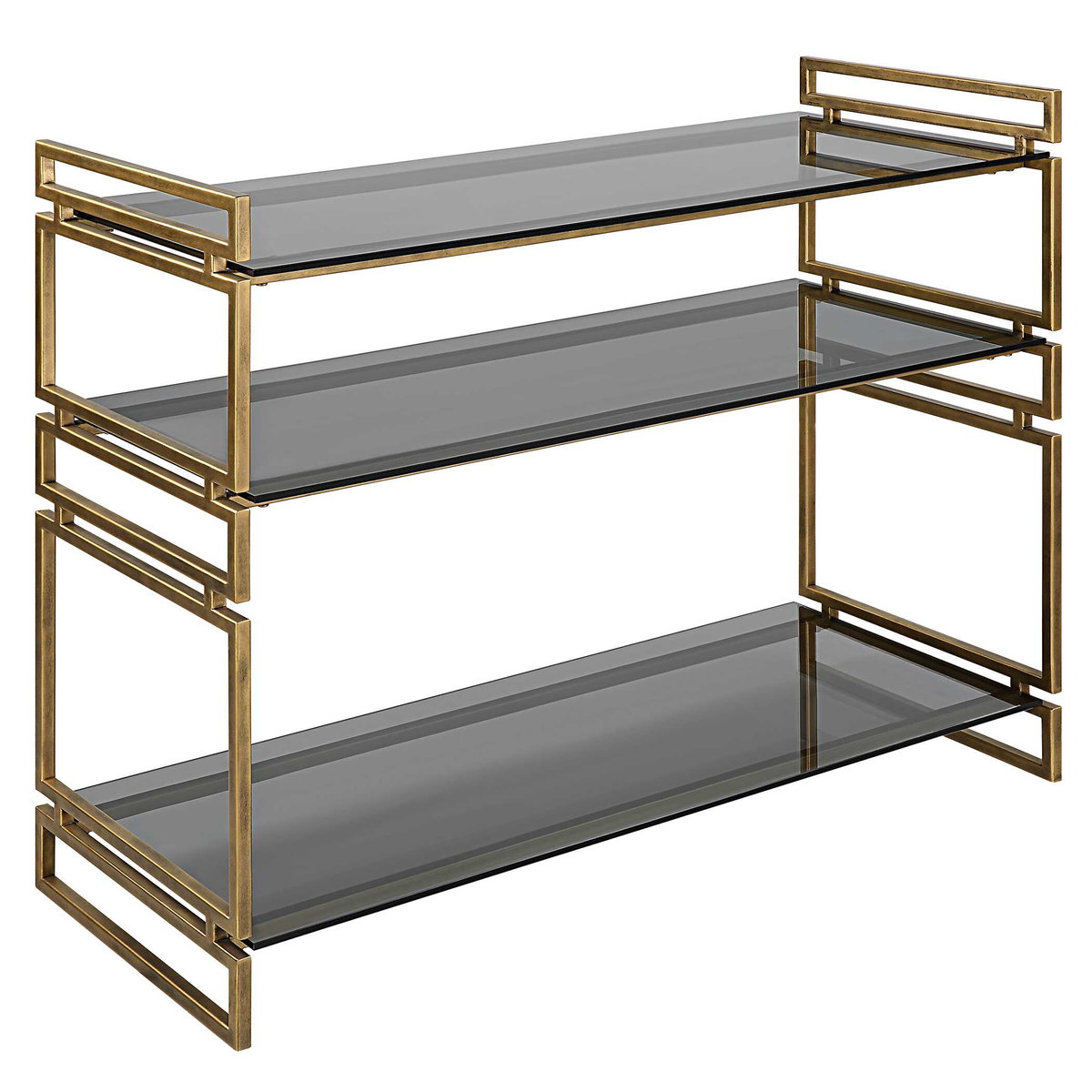 Stacked Up Gray Glass Console Table, by Uttermost, 40.25" width x 32.5" height x 16" depth View 5