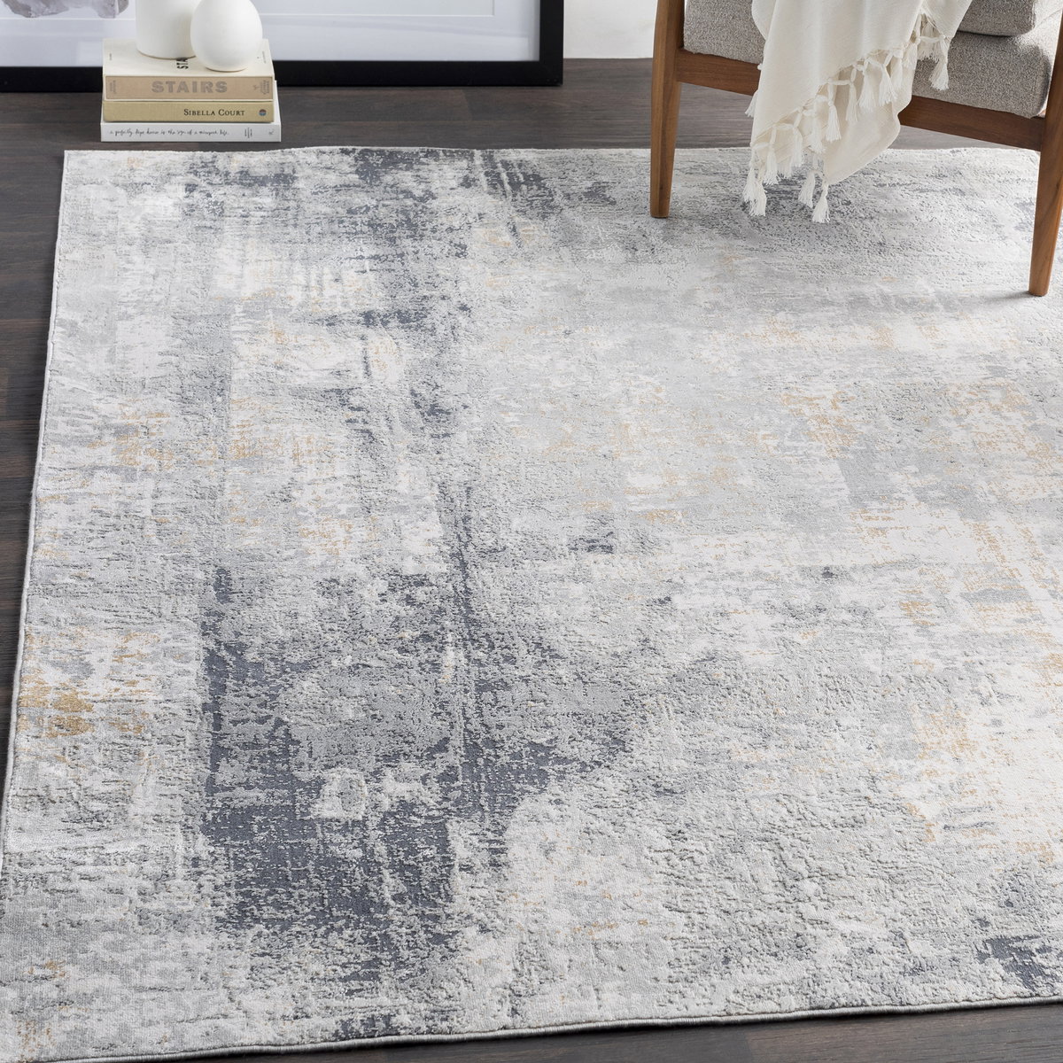 Paoli Gray Abstract 5 X 7.5 Rug, by Uttermost, 5'3" width x 7'3" height x 1" depth View 2