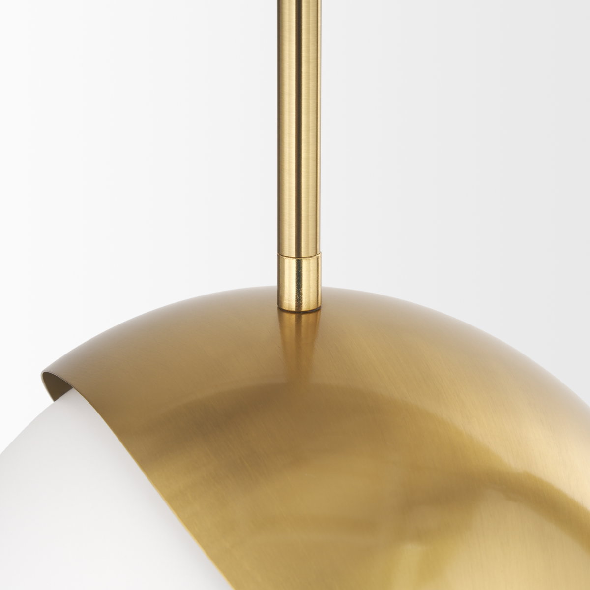 Cybill Brushed Brass with White Metal Shade 1-Light Wall Pendant, by Mercana, 12.6" length x 12.6" width x 53.94" height View 8
