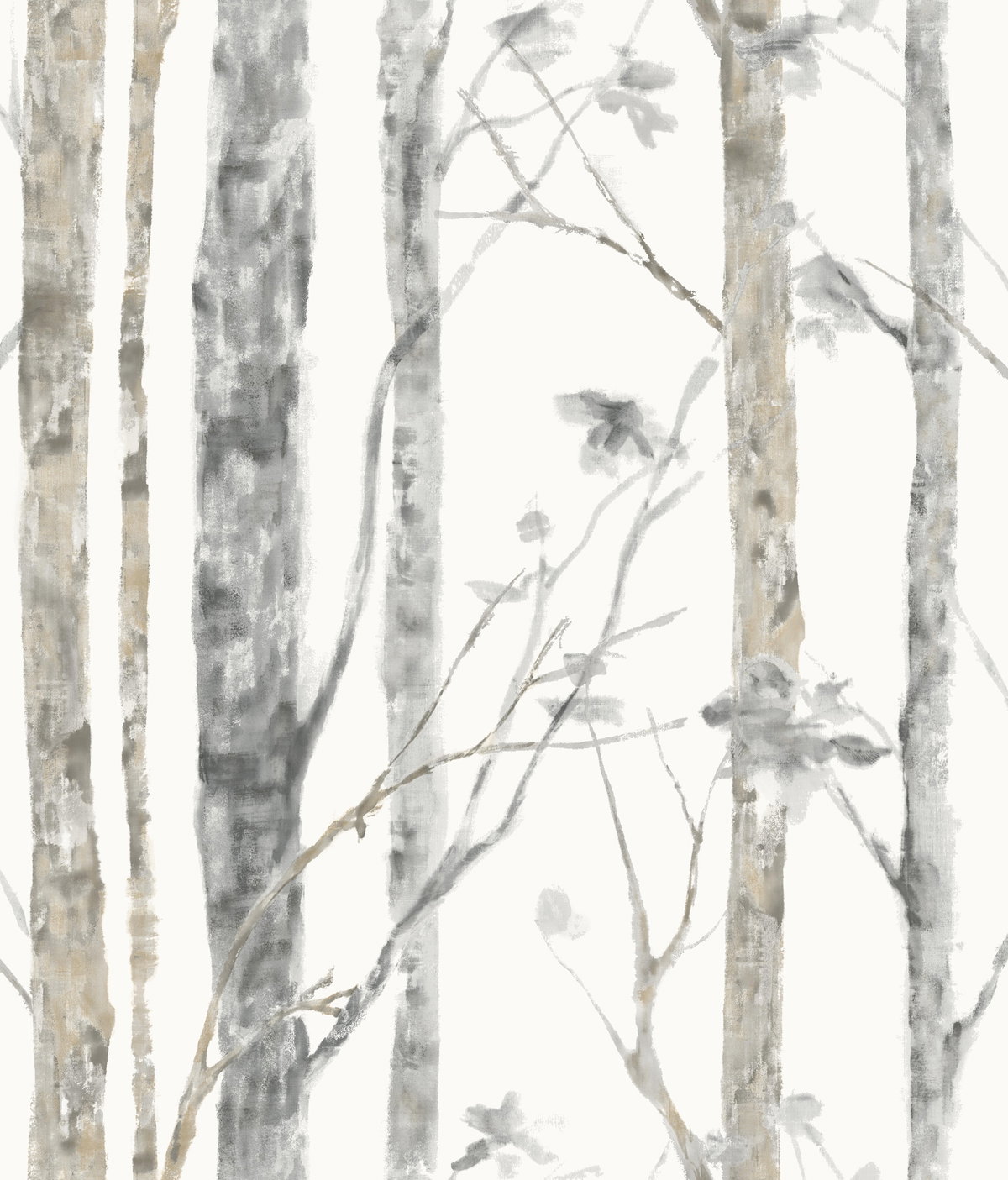Birch Trees Brown Peel & Stick Wallpaper, by York Wall, 16'6" length x 1'8.5" width x 0.02" depth