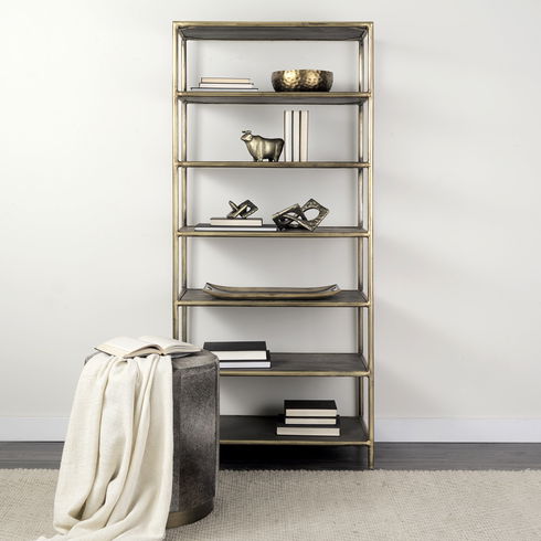 Zahavi I 23"H grey-toned hair-on-hide ottoman