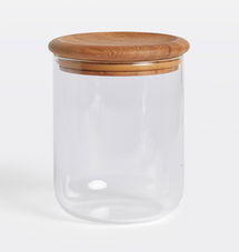 Online Designer Bathroom Glass and Wood Canister, Large