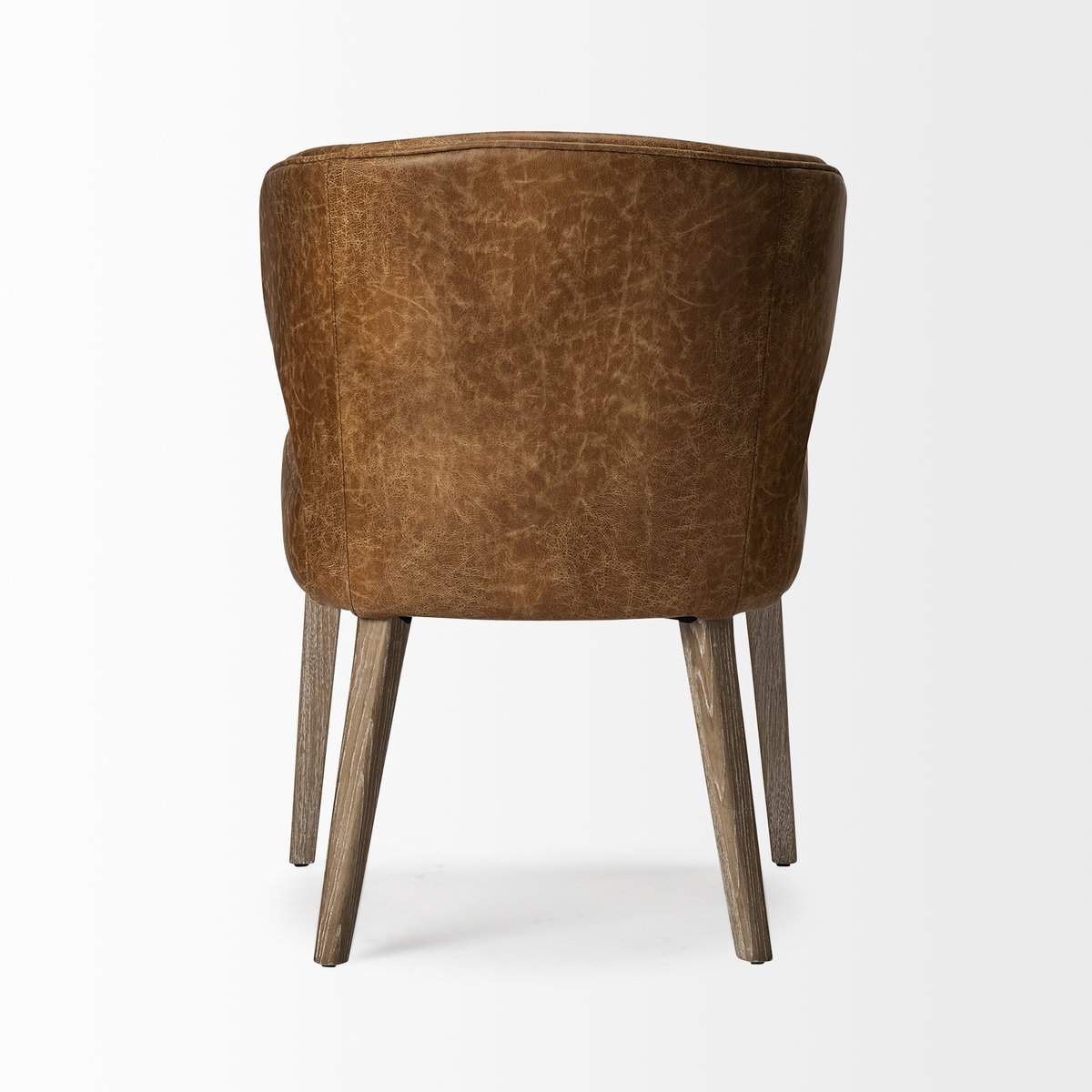 Niles  Brown Faux Leather Seat with Brown Wooden Legs Wingback Dining Chair, by Mercana, 22.5" length x 24" width x 32" height View 5