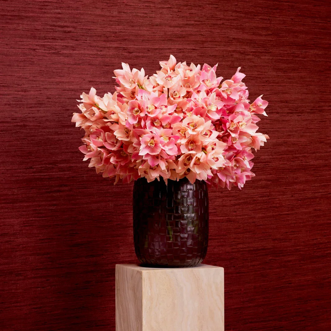 Bouquet Of Cymbidium Orchids Pink And Peach Tones Real Touch 36 Pcs/2Varieties, Artificial Plants & Flower by Eichholtz USA, 27.56" width x 19.5" height x 27.56" depth View 4