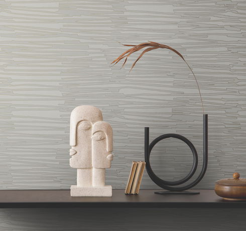 Water Reed Thatch Dove & Silver Wallpaper