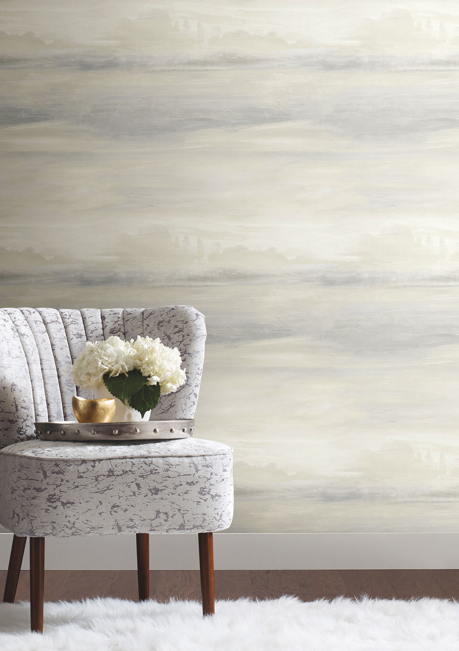 Soothing Mists Scenic White Wallpaper, by York Wall, 27' length x 2'3" width x 0.02" depth View 3