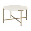 Vincent 33' Octagonal White Marble Tabletop with Gold Metal Base Coffee Table, by Mercana, 32.75" length x 32.75" width x 17" height thumbnail 1