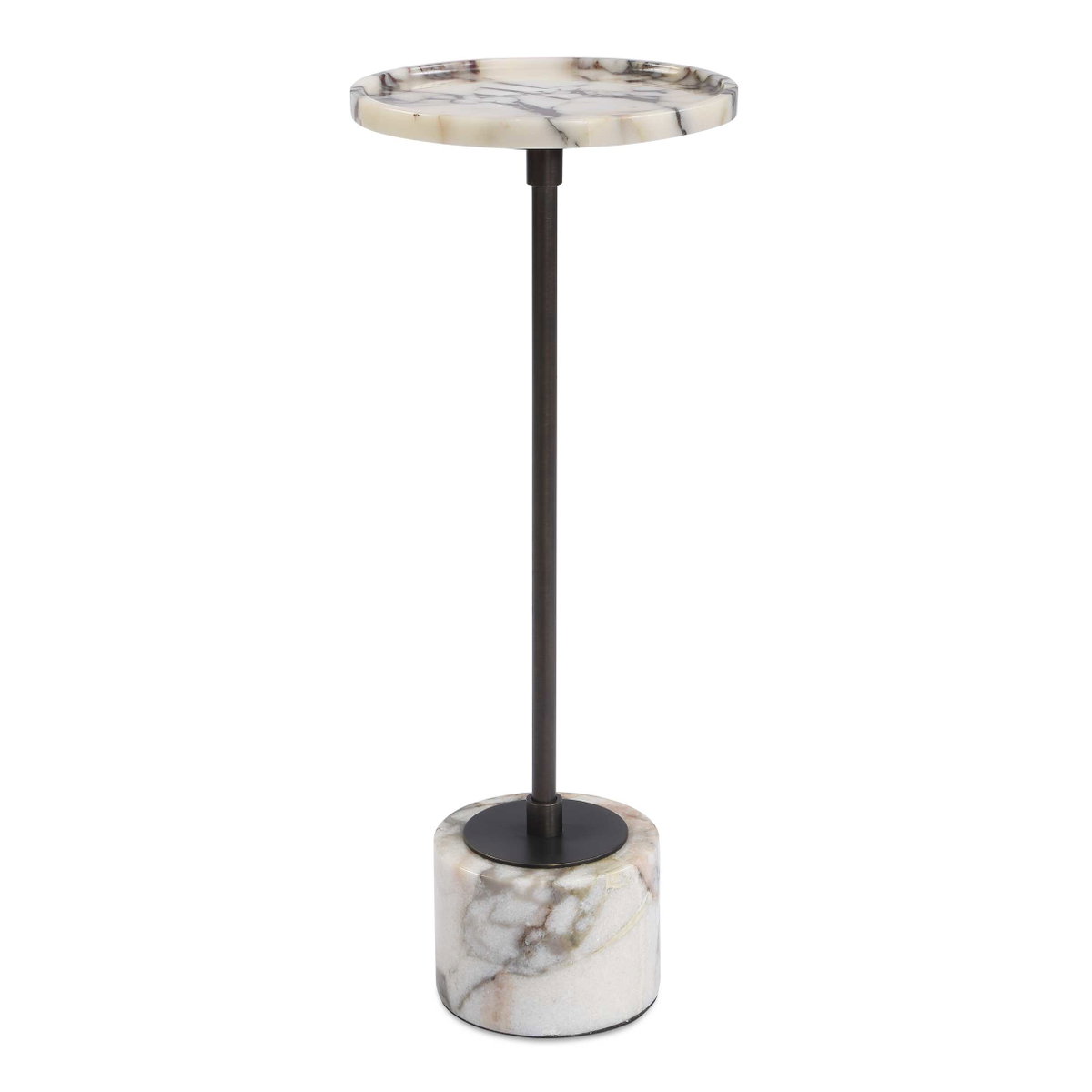 Brunson White Marble Drink Table, Side & End Table by Uttermost, 9.5" width x 24" height x 9.5" depth View 1