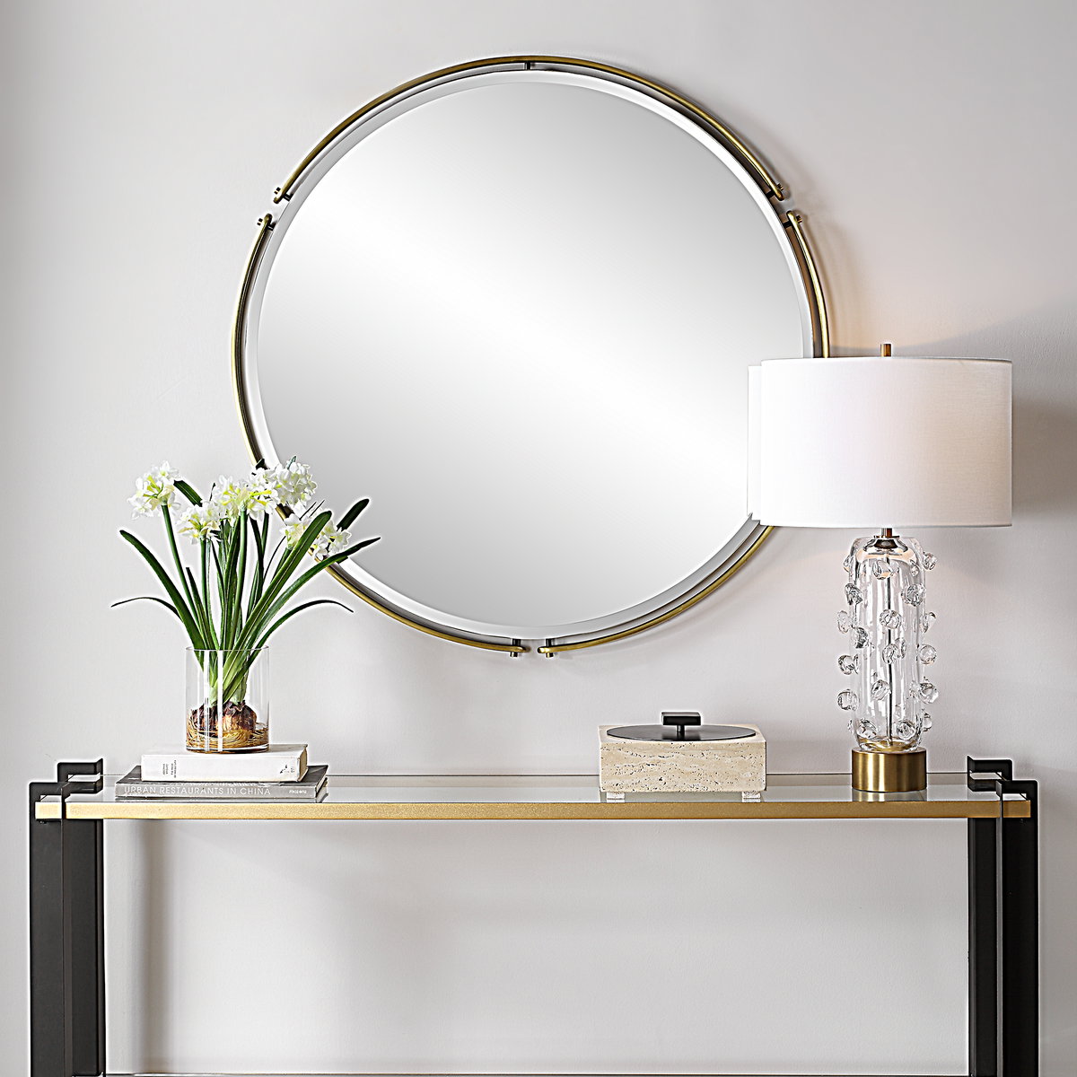 Wesley Round Mirror, by Uttermost, 38.25" width x 38.25" height x 1.5" depth View 2