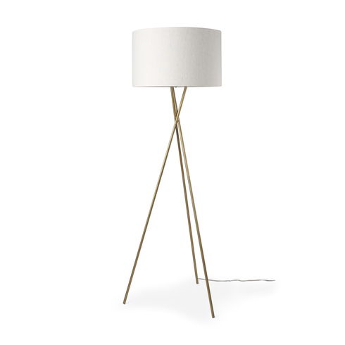 Ambrose  Gold Metal with Cream Fabric Shade Floor Lamp