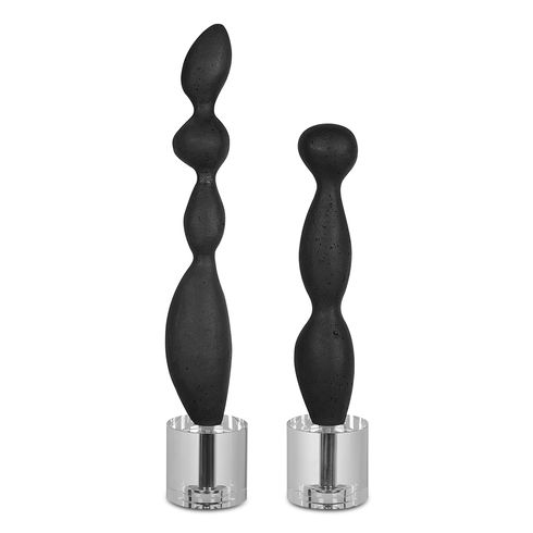 Koa Black Marble Sculptures, S/2