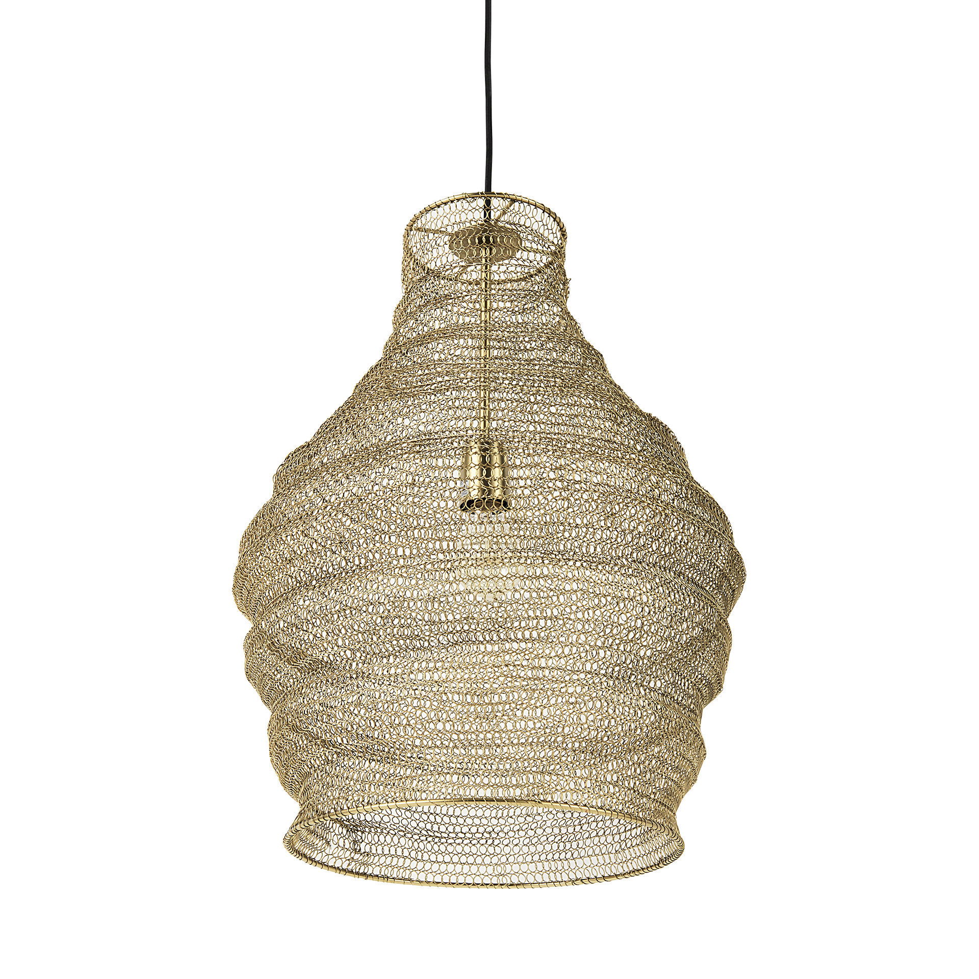 Halycon  Gold Mesh and Iron Pendant Light, by Mercana, 16" length x 16" width x 20" height View 1