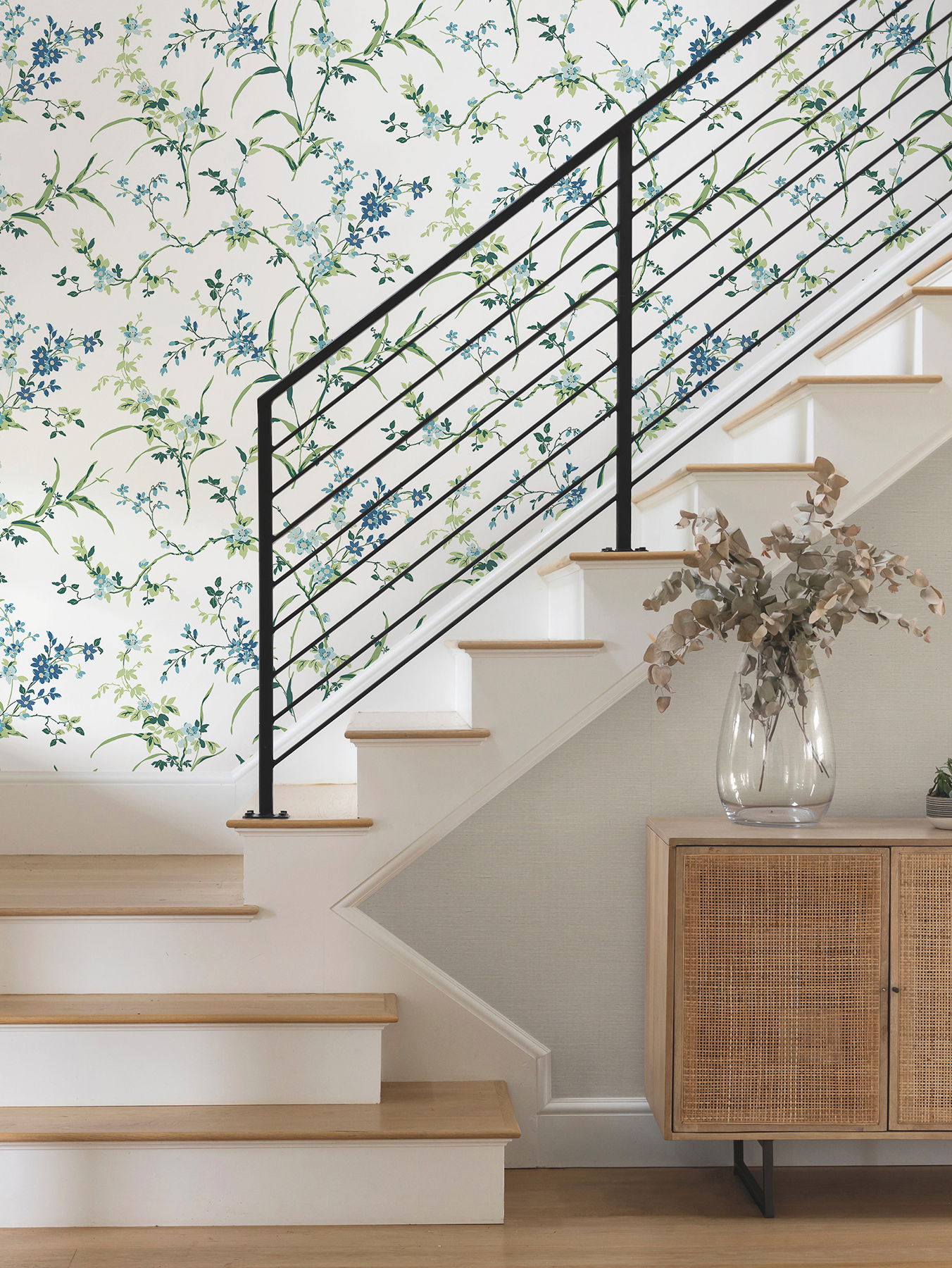 Blossom Branches White & Blue Wallpaper large image 