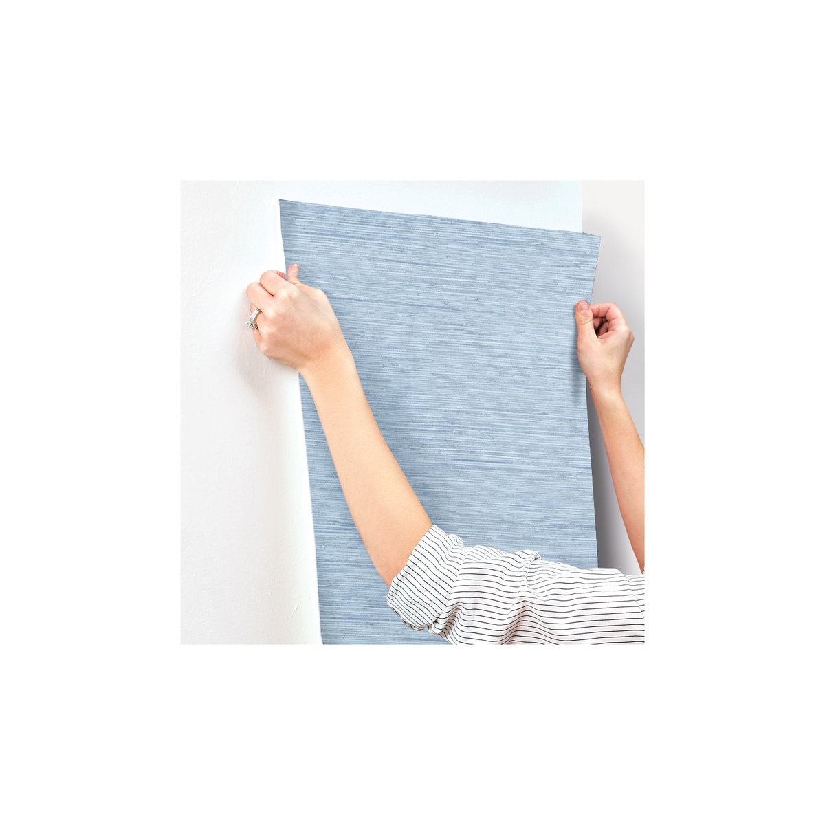 Horizontal Grasscloth Light Blue Wallpaper, by York Wall, 33' length x 1'8.5" width x 0.02" depth View 6