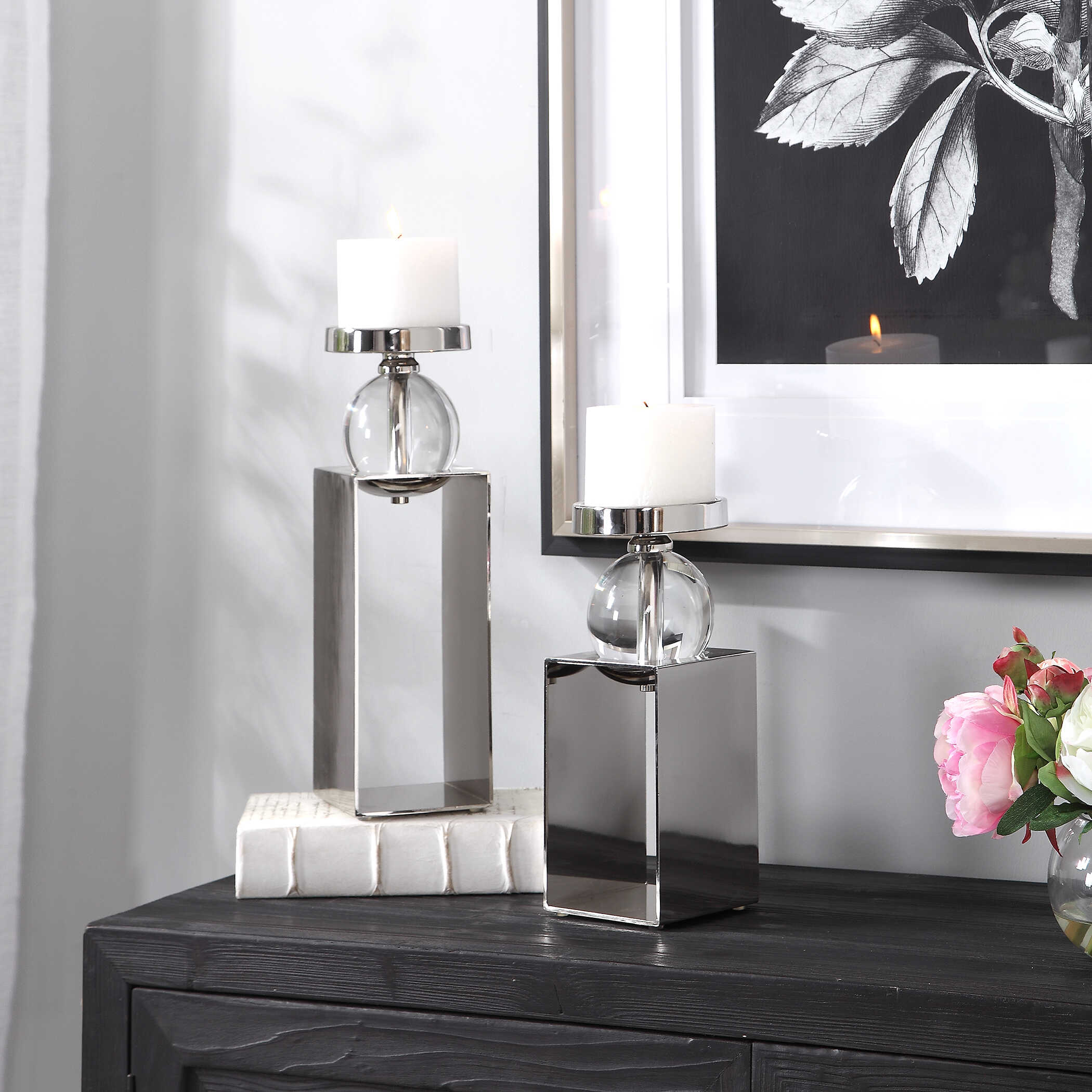 Lucian Nickel Candleholders Set/2 Lucian Nickel Candleholders Set/2 large image