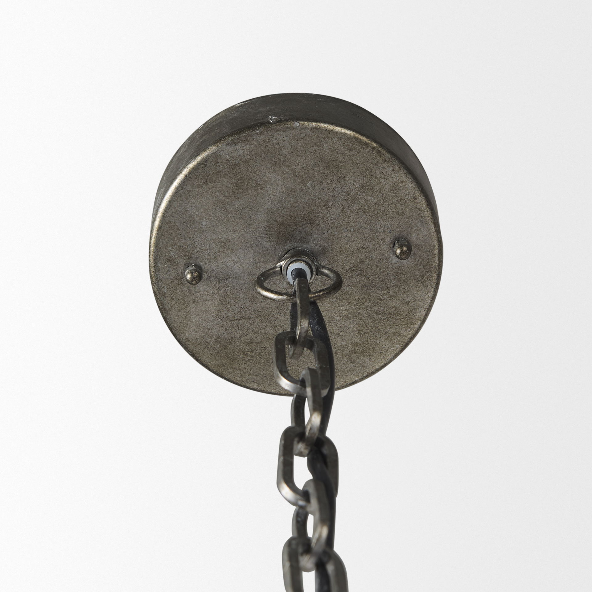 Selma White Wood Bead and Metal Chandelier, by Mercana, 37.8" length x 33.27" width x 96.85" height View 5