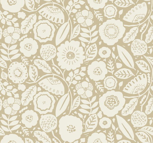 Camille Blossom Ochre Wallpaper