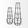 Bella Large Black Metal Cylindrical Cage Candle Holder Lantern, Lighting by Mercana, 14.17" length x 13.19" width x 39.96" height thumbnail 3