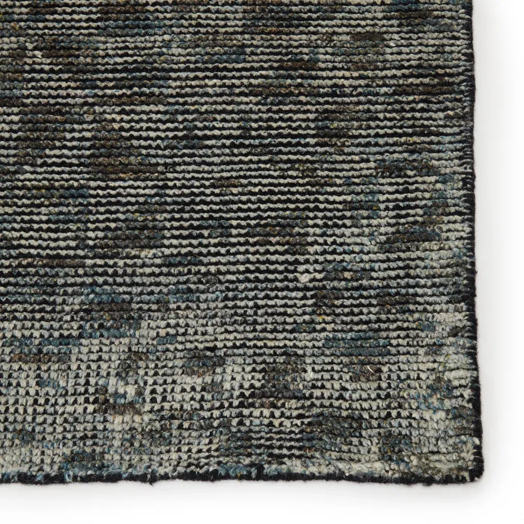Atz Geometric Hand-Knotted Wool Gray/Black Area Rug large image 