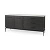 Divina Black-Brown Wood with White Marble Top and Black Metal Base Sideboard, Sideboards & Buffet by Mercana, 71" length x 18.5" width x 32" height thumbnail 1