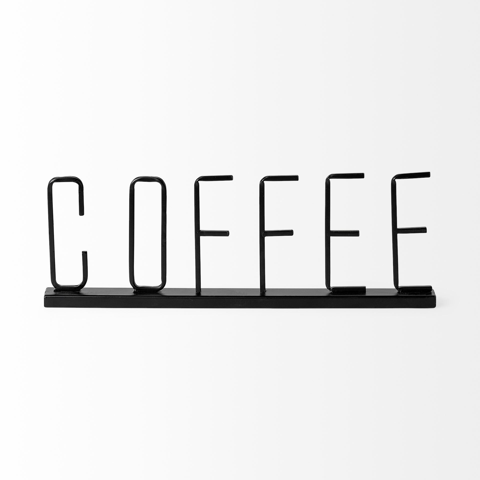 Coffee 15L x 1W Black Metal Sign, Decorative Object by Mercana, 15.16" length x 1.18" width x 5.31" height View 4