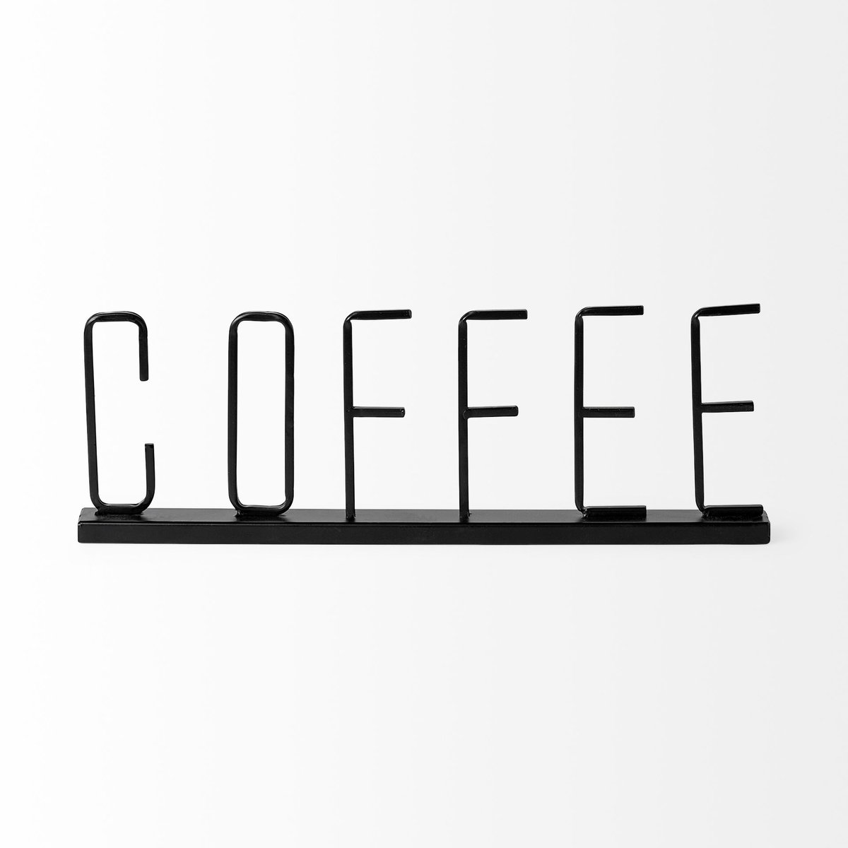 Coffee 15L x 1W Black Metal Sign, Decorative Object by Mercana, 15.16" length x 1.18" width x 5.31" height View 4