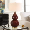 Gourd Burgundy Table Lamp, by Uttermost, 16" width x 30.5" height x 16" depth thumbnail 2