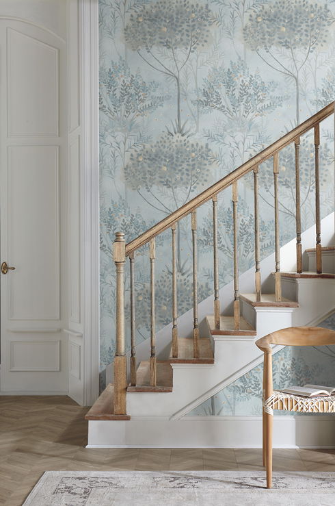 Orchard Blue & Grey Wallpaper