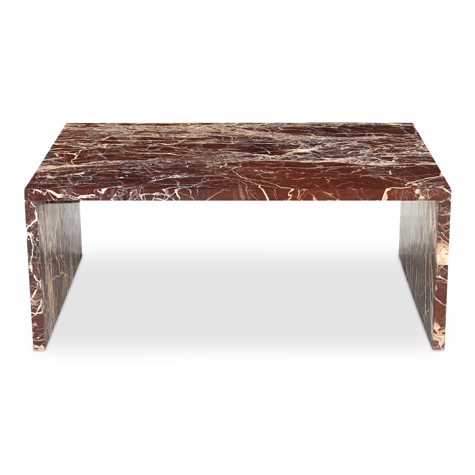 Rosa Coffee Table Rosso Levanto Marble, by Moe's Home, 40" width x 16" height x 30" depth View 1