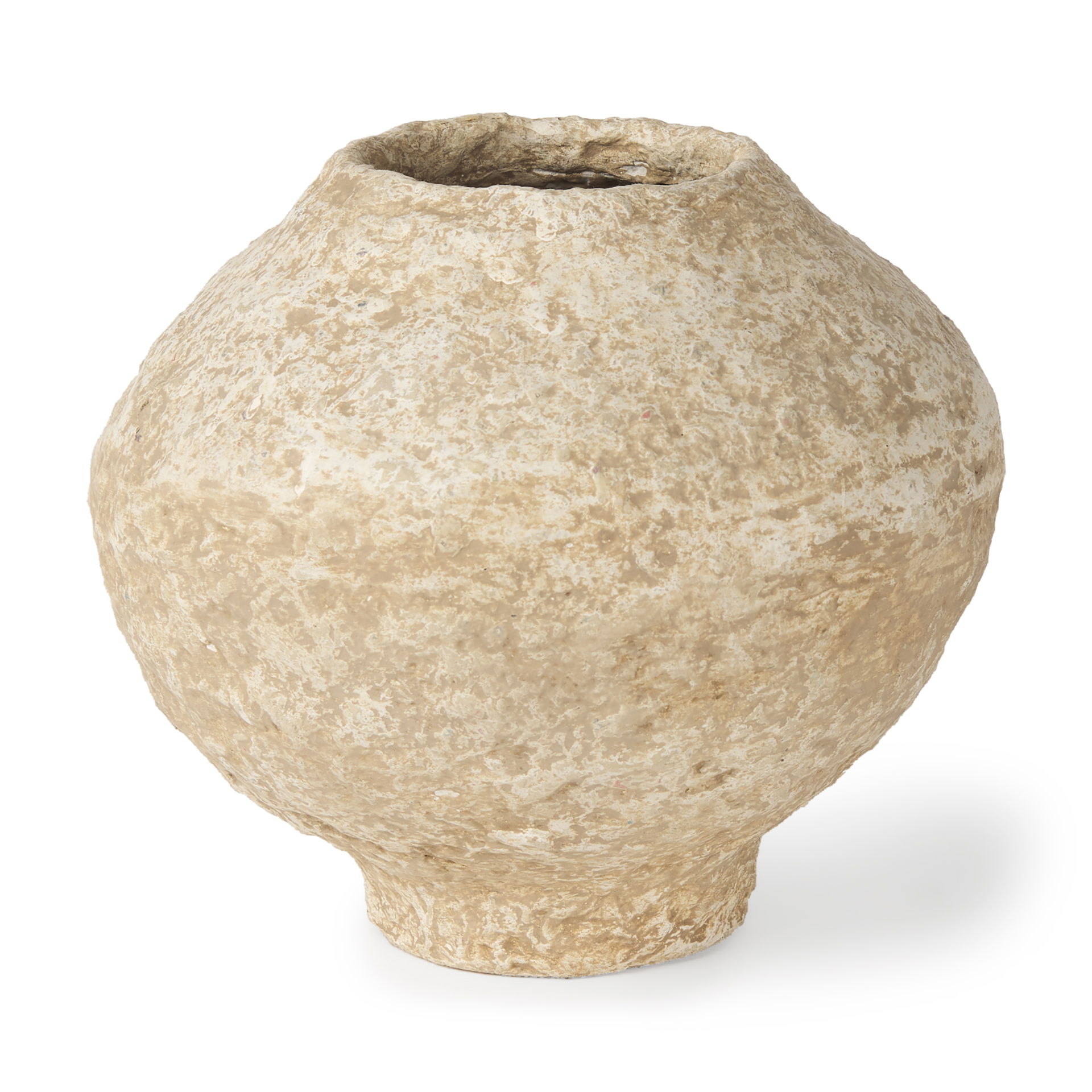 Ritu Small Beige Paper Mache Pot Vase large image 