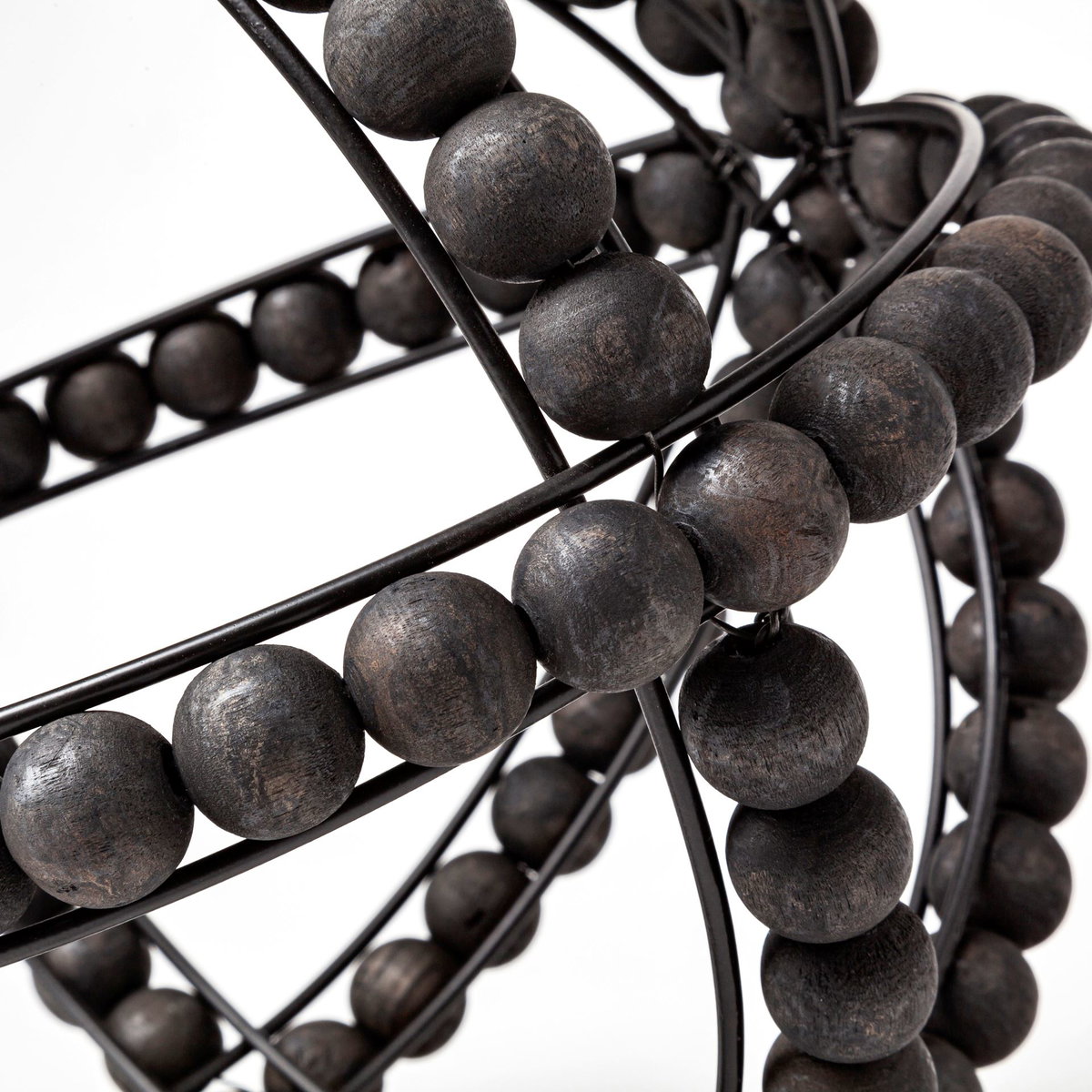 Earnhardt II Large 11L x 11W Black Wooden Beaded Orb, Decorative Object by Mercana, 11.22" length x 11.22" width x 11.61" height View 10