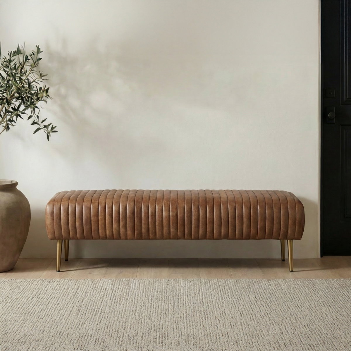 Endora Bench Open Road Brown, Benche by Moe's Home, 59" width x 16.5" height x 19" depth View 7