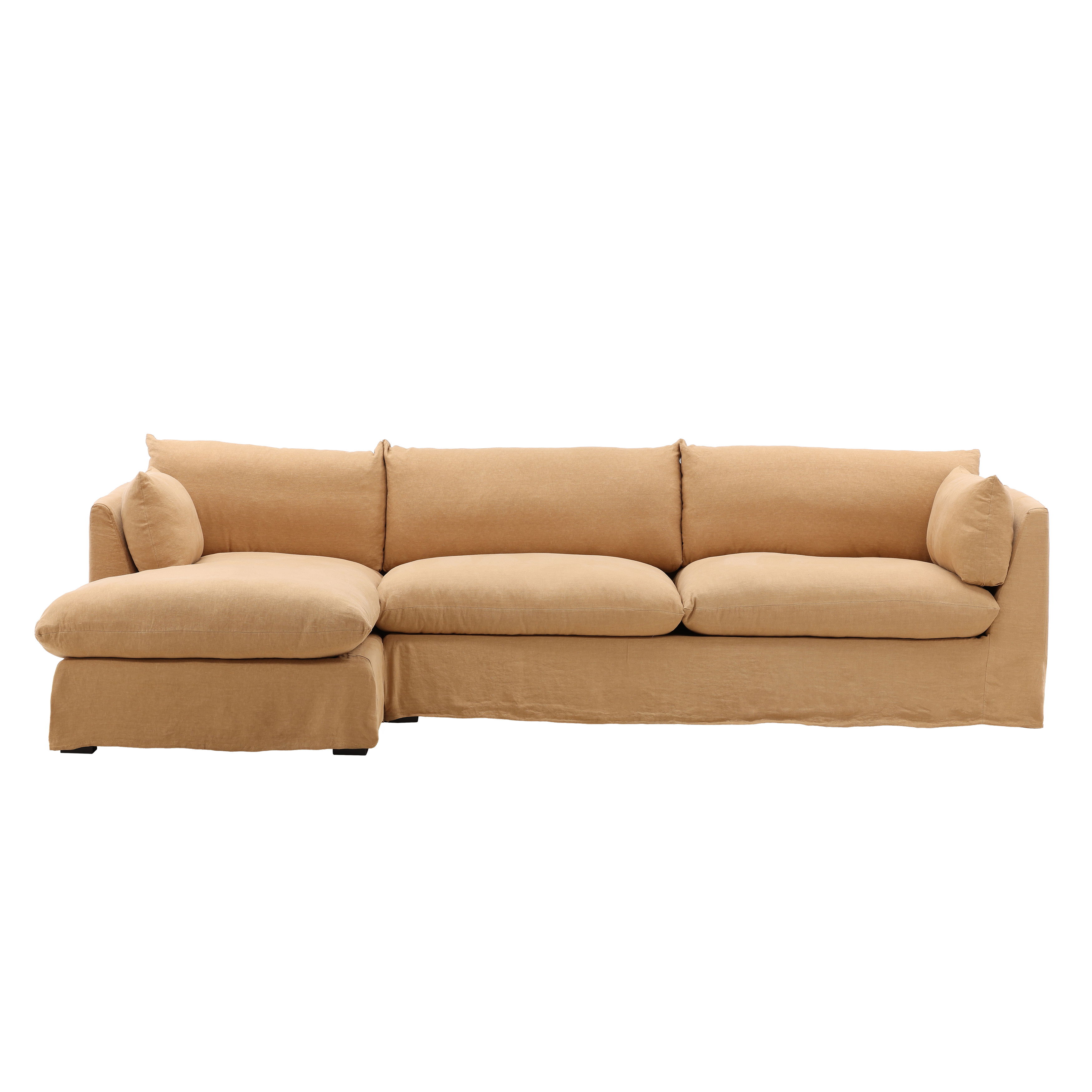 Otis 2 Piece Chaise Sectional Slipcover LAF Wheat, Sofas & Sectional by Dovetail, 123" width x 28.3" height x 63" depth
