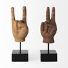 Pacem 4L x 4W Natural Wooden Carved Peace Sign Hand, Decorative Object by Mercana, 4" length x 3.94" width x 12.99" height thumbnail 9