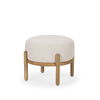 Gwynn Beige Fabric with Light Brown Wood Pouf, Ottoman by Mercana, 22.05" length x 22.05" width x 18.11" height thumbnail 1