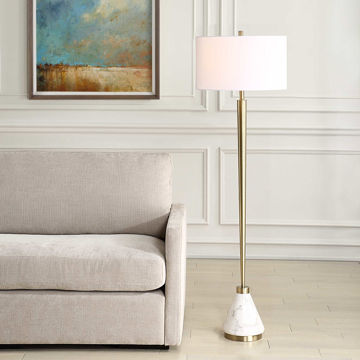 Curran Tapered Metal Floor Lamp, by Uttermost, 1'7" width x 5'4" height x 1'7" depth View 2