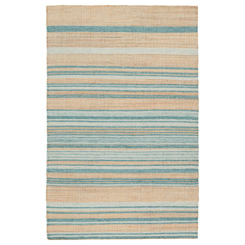 Vitelli Handmade Striped Beige/ Blue Area Rug (8