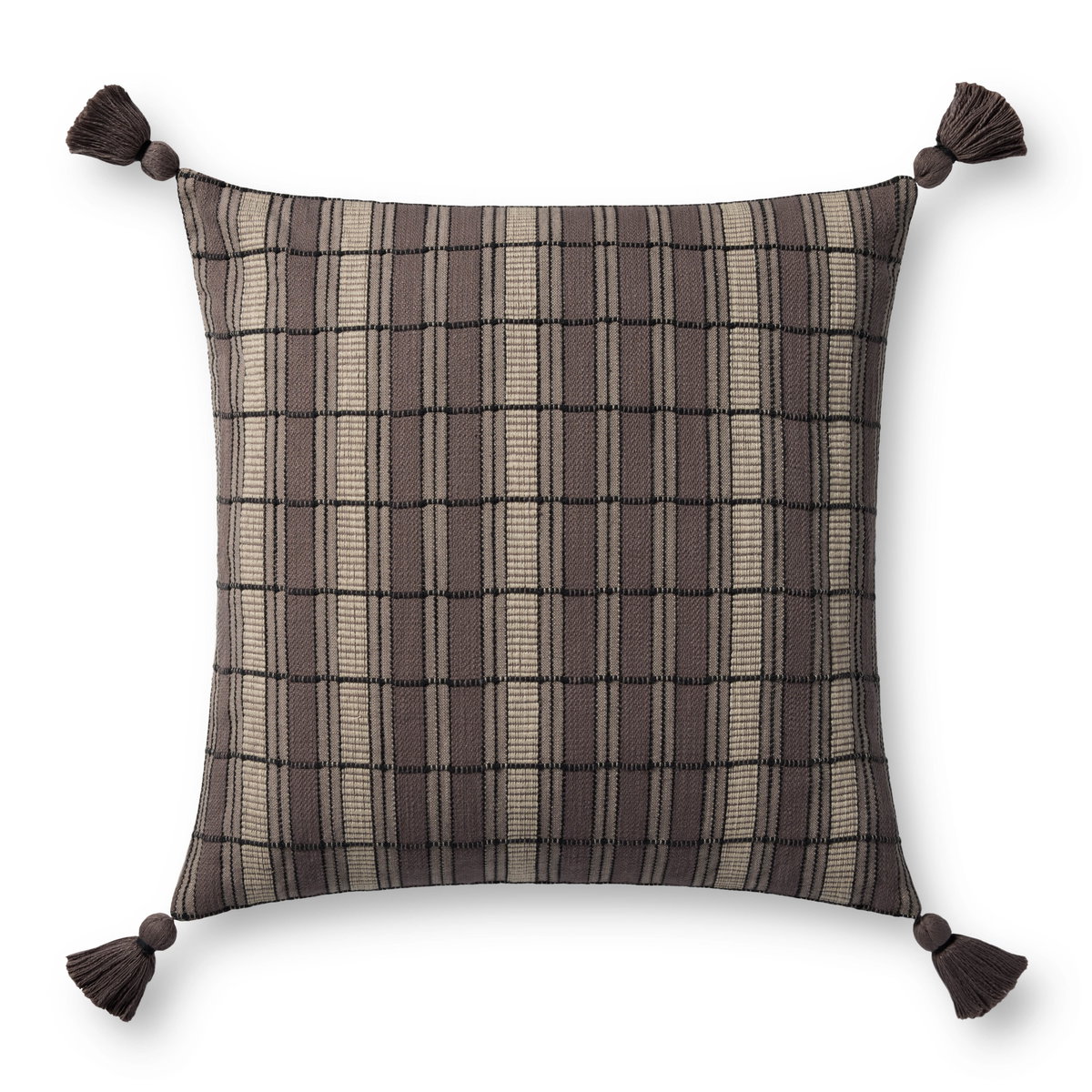 Brigette Romanek x Loloi Brown Pillow, Decorative Pillow, 22" length x 22" width View 1
