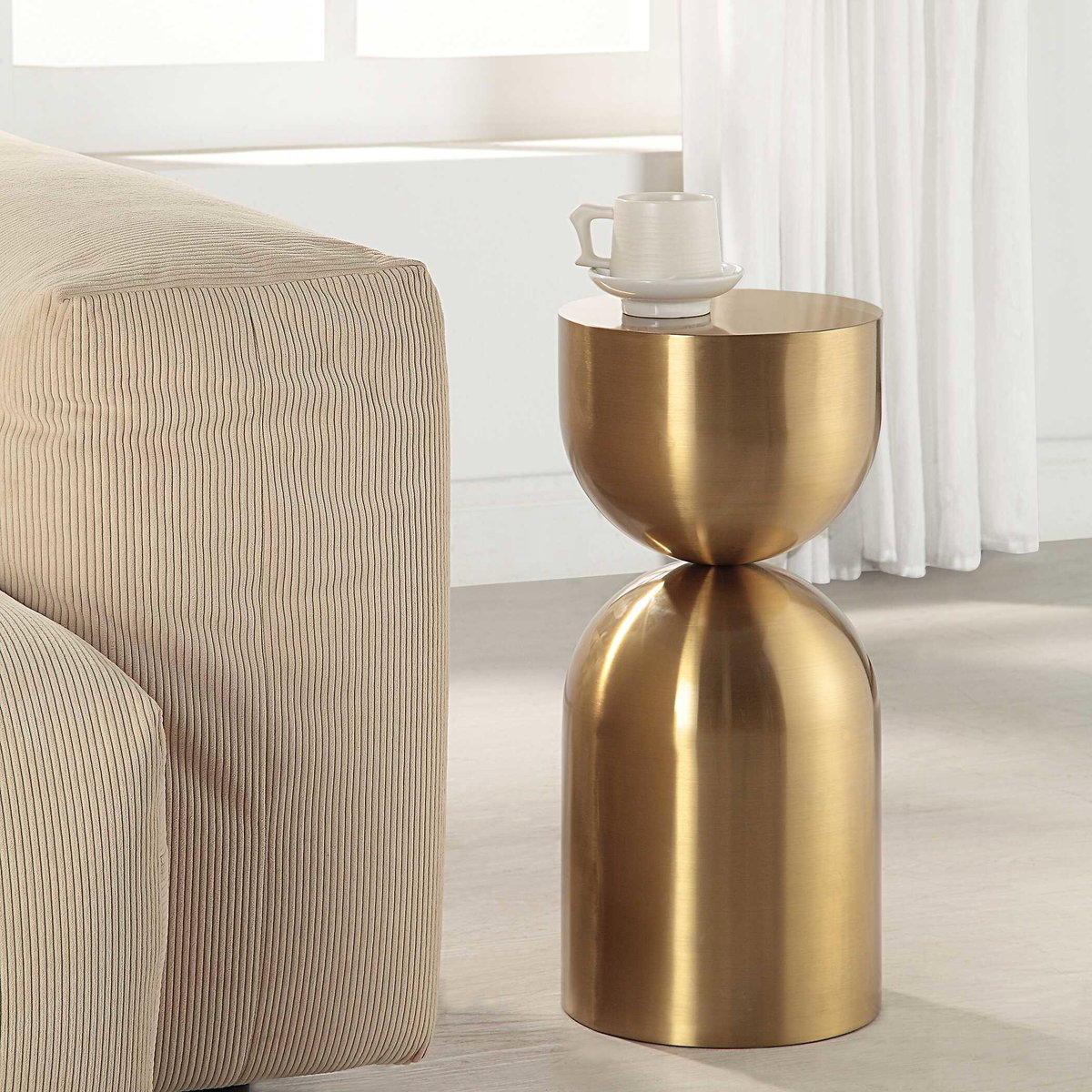Golden Vessel Modern Accent Table, Side & End Table by Uttermost, 10" width x 22" height x 10" depth View 4
