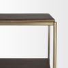 Braxton Dark Brown Wood with Antiqued Aged Brass Metal 3 Tiers 2 Door Shelving Unit thumbnail 7