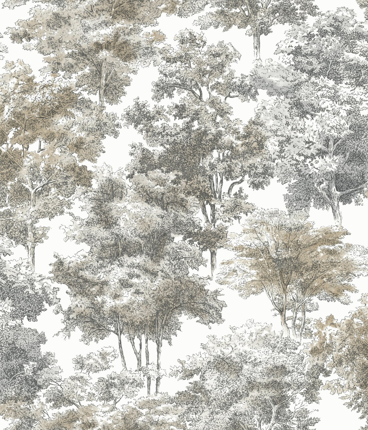 Old World Trees Grey Peel & Stick Wallpaper, by York Wall, 16'6" length x 1'8.5" width x 0.02" depth