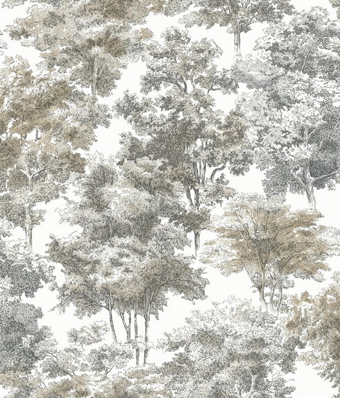 Old World Trees Grey Peel & Stick Wallpaper