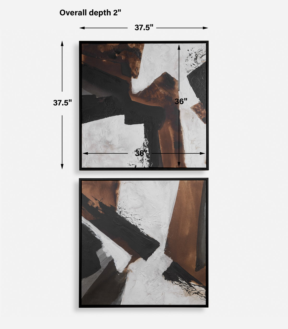 Tactile Inspiration Framed Abstract Art Set/2, Painting by Uttermost, 37.5" width x 37.5" height x 2" depth View 3