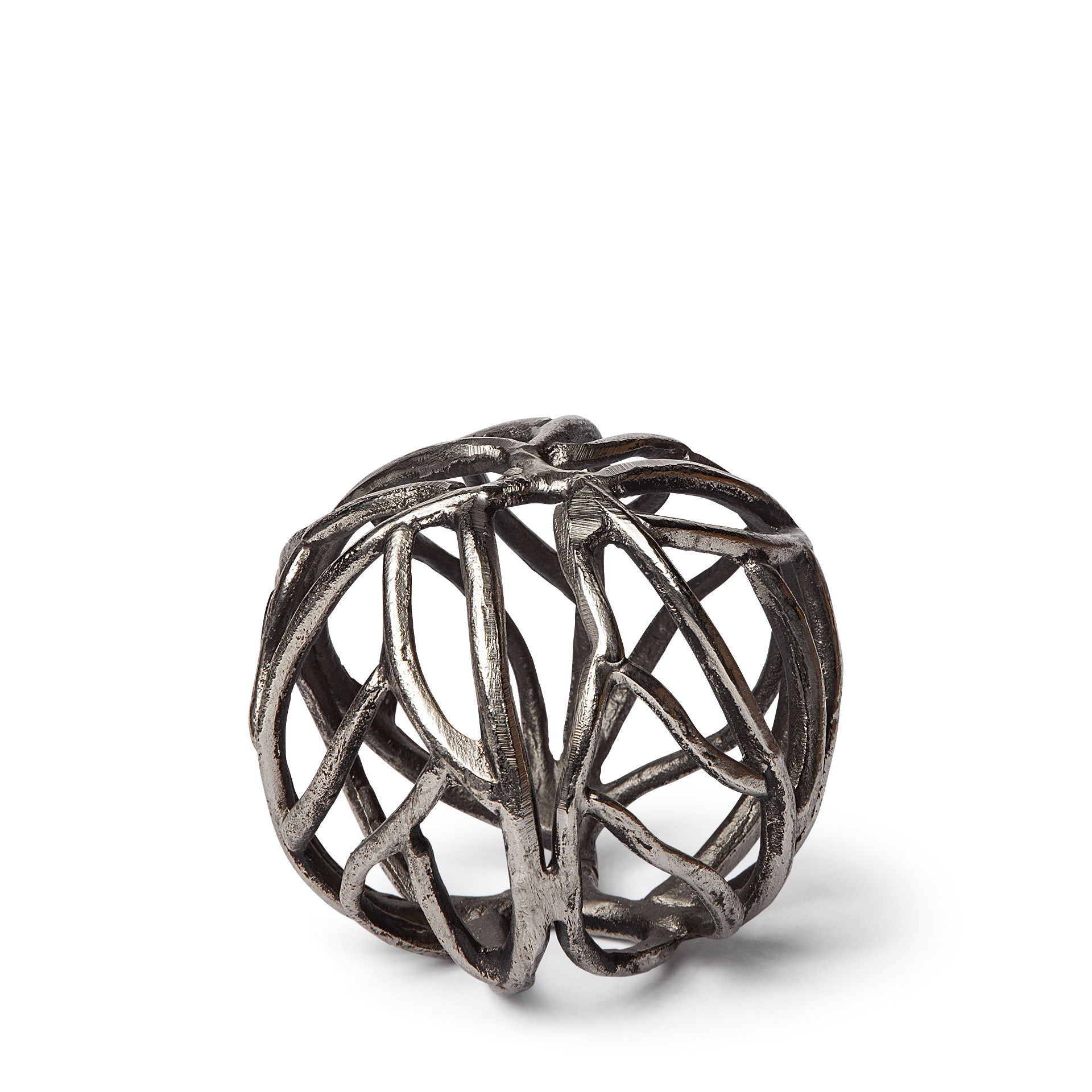 Sphaira I Small 5L x 5W Silver Cast Aluminum Decorative Tree Branch Orb large image 