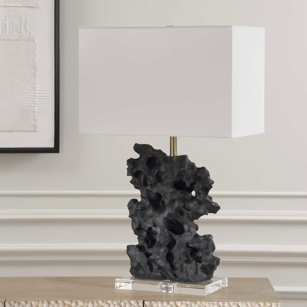 Basalt Black Stone Table Lamp, by Uttermost, 17" width x 27.25" height x 10" depth View 4
