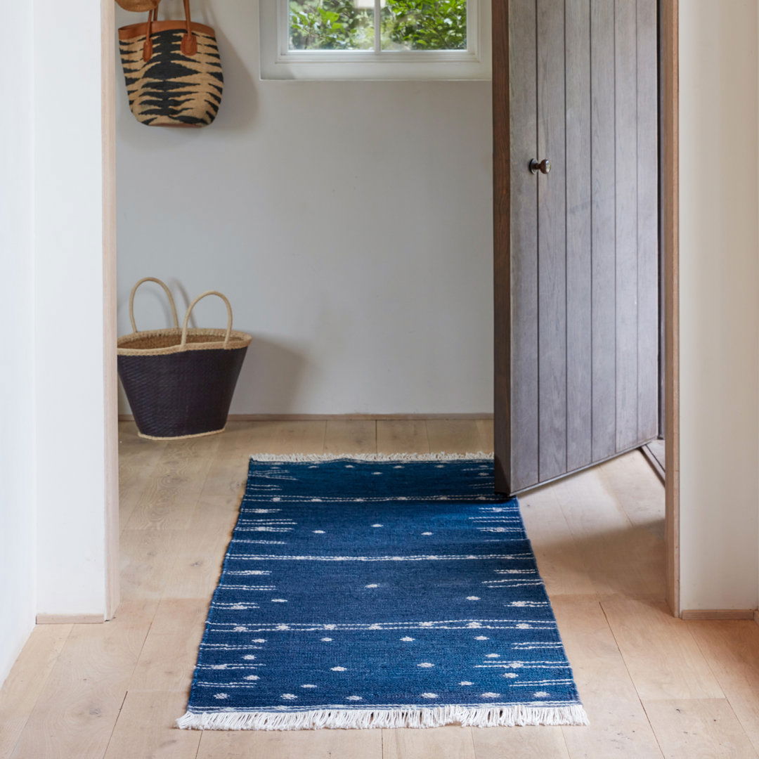 Calli Indoor/ Outdoor Geometric Blue/ White Area Rug large image 