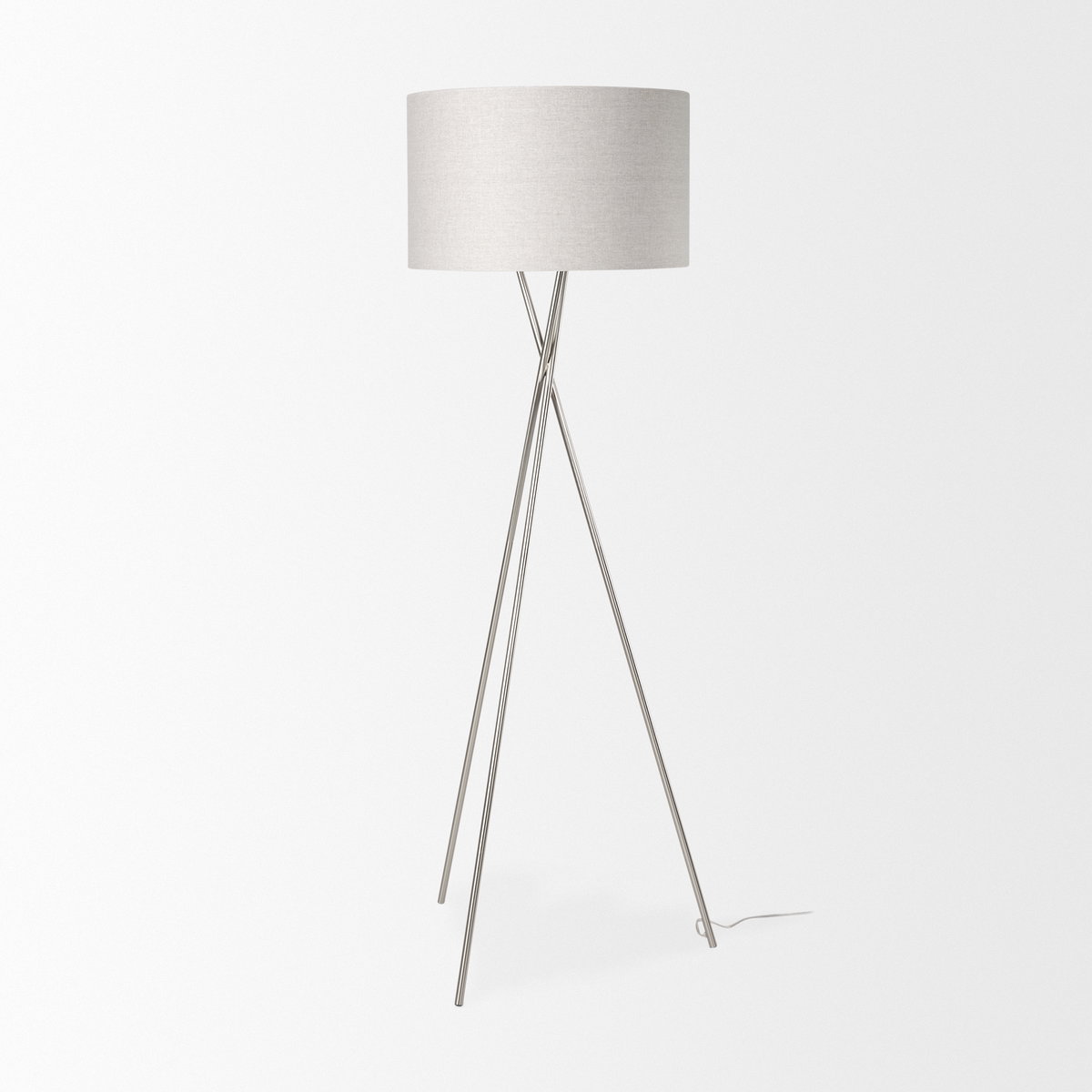 Ambrose  Silver Metal with Beige Fabric Shade Floor Lamp, by Mercana, 20" length x 20" width x 61.8" height View 5